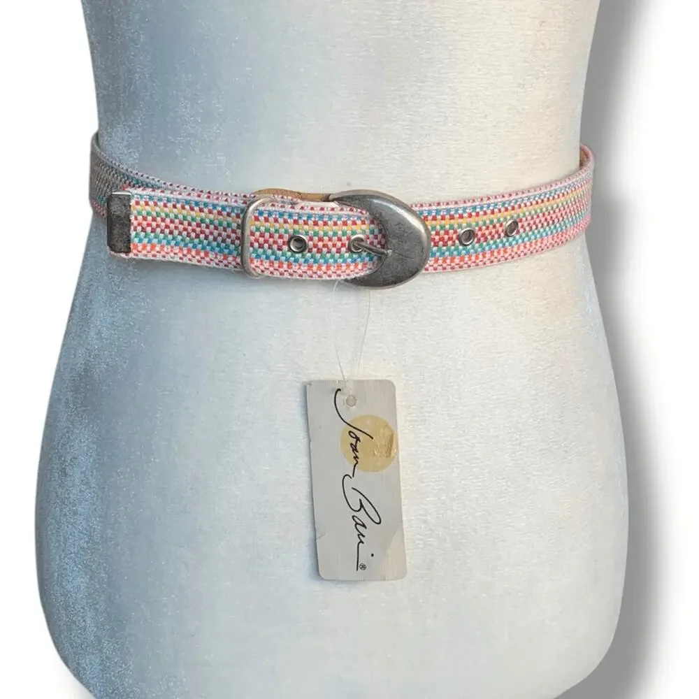 Vintage‎ Rainbow Woven Belt 80s 90s Kidcore Multicolor Made In USA Small Pride